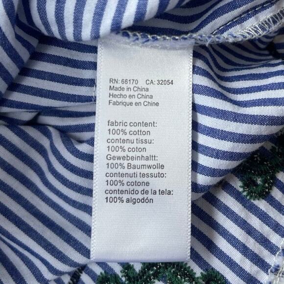 Lili's Closet Anthropologie Blue White Stripe Embroidered Cotton Dress - Small - Picture 9 of 11